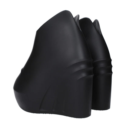 Black Cotton Wedge Sandals