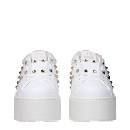 White Leather Platform Sneakers
