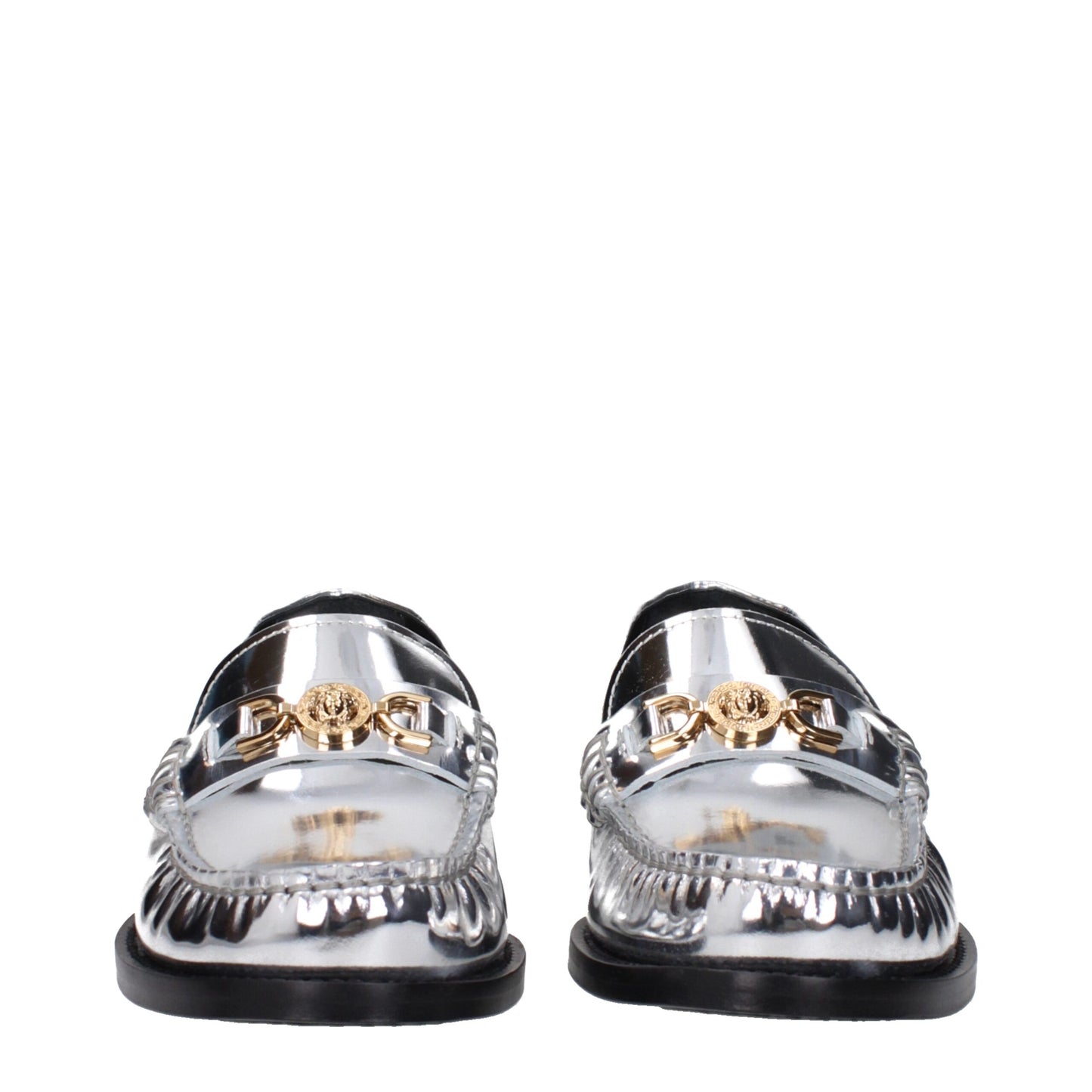 Gray Leather Slip-On Loafers