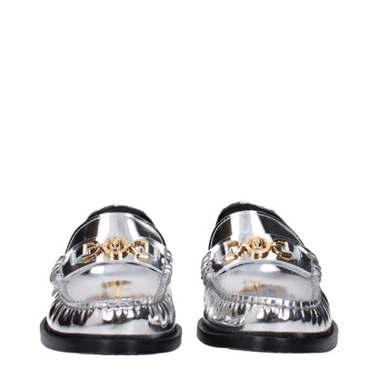 Gray Leather Slip-On Loafers