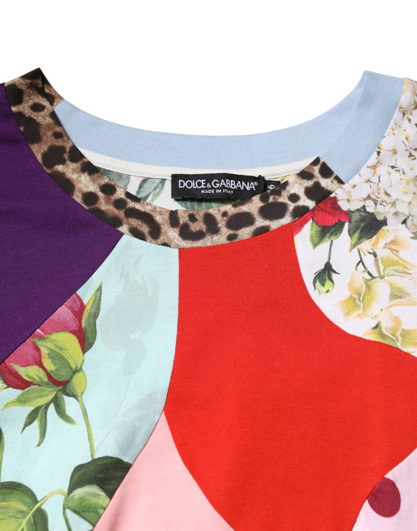 Flerfarvet patchwork bomuldssilke bluse top