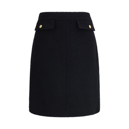 Black Wool Midi Skirt