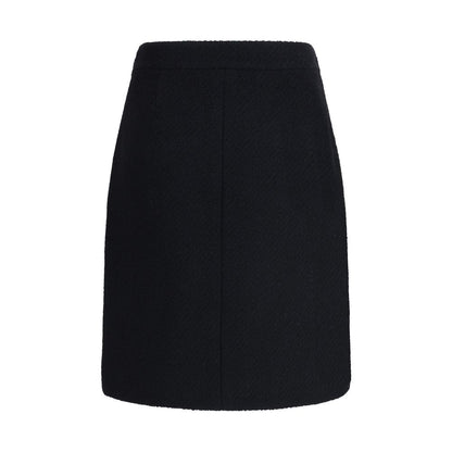 Black Wool Midi Skirt