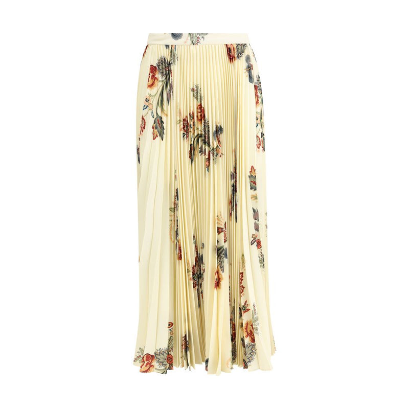 Yellow Polyester Midi Skirt