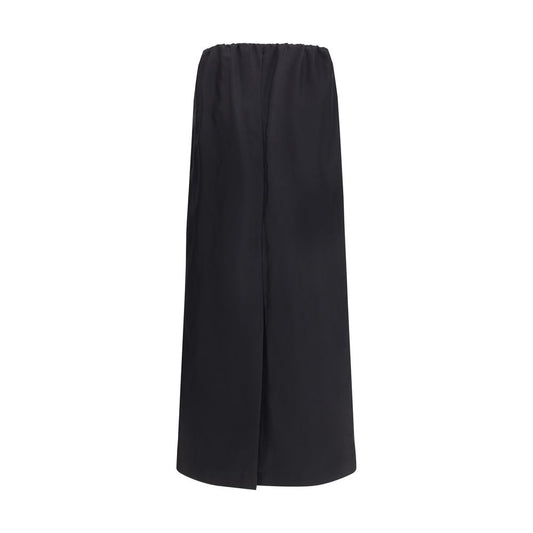 Black Cotton Midi Skirt