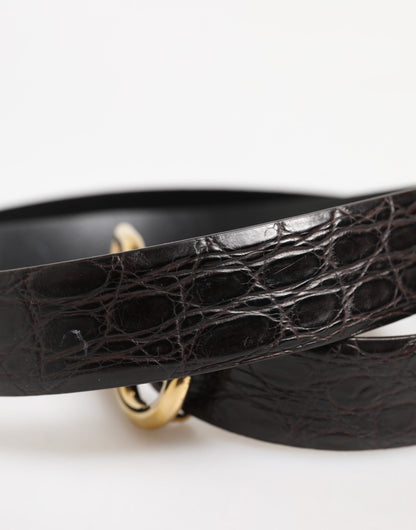 حزام من الجلد الأسود الغريب مع مشبك شعار DG