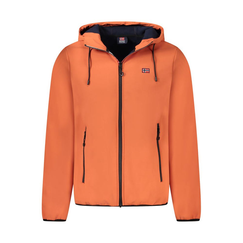 Orange Polyester Men Jacket