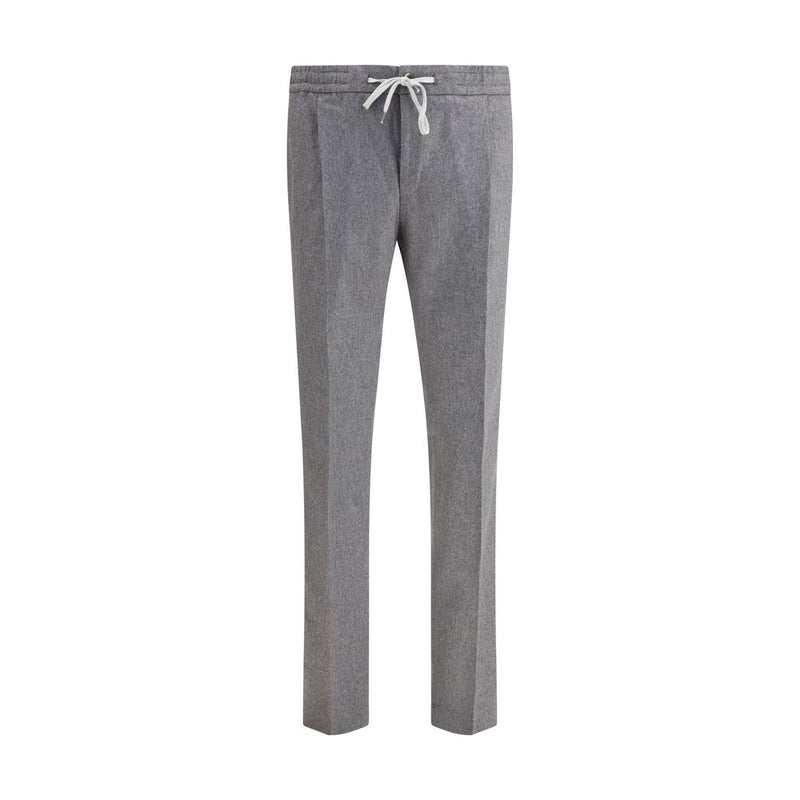 Gray Fleece Wool Casual Pants