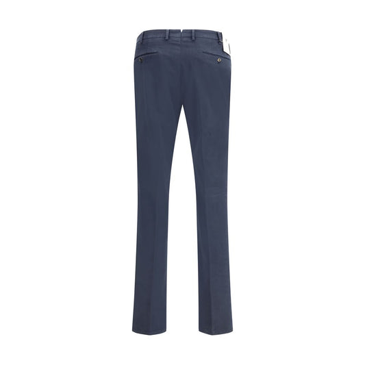 Blue Cotton Casual Pants