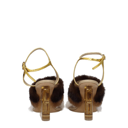 Brown Mink Strap-On Sandals