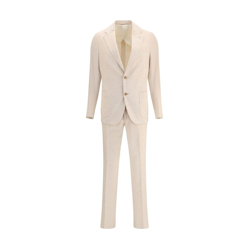 Beige Cotton Two-Piece Suit