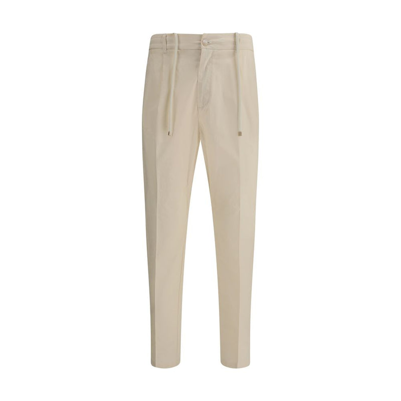 Beige Cotton Casual Pants