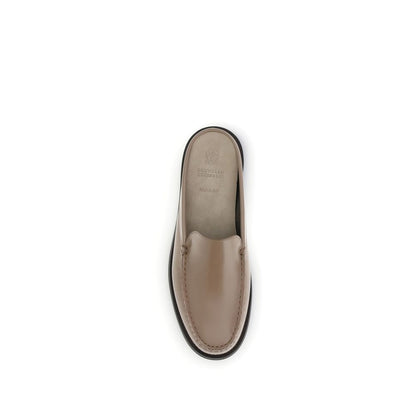 Beige Calf Leather Bos Taurus Mules