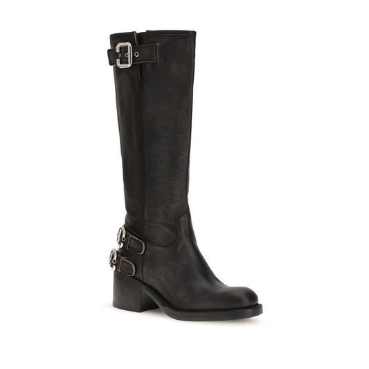 Black Calf Leather Bos Taurus Lace-Up Boots