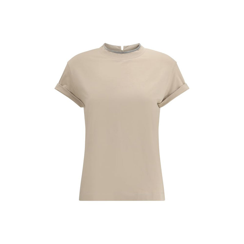 Beige Elastane T-Shirt