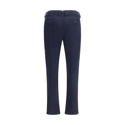 Blue Cotton Casual Pants