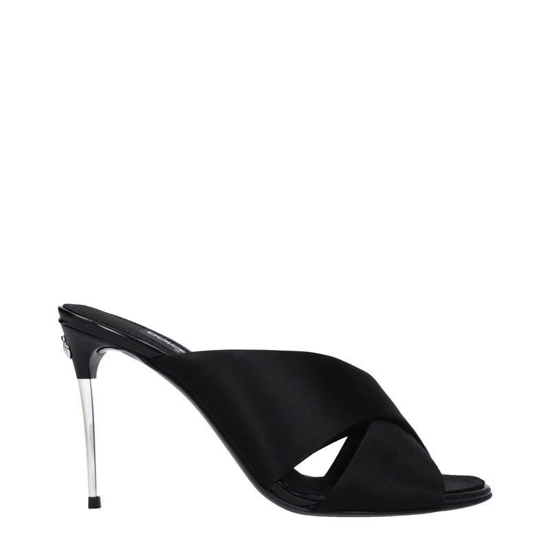 Black Satin Stiletto Heel Sandals