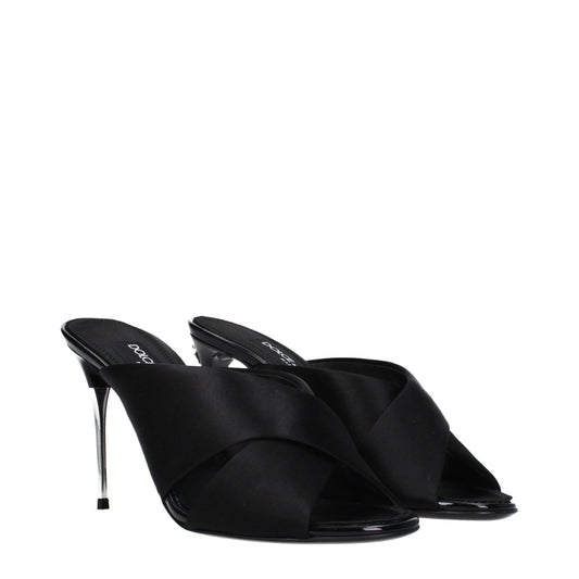 Black Satin Stiletto Heel Sandals