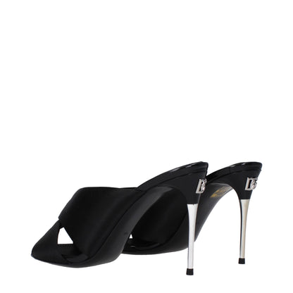Black Satin Stiletto Heel Sandals