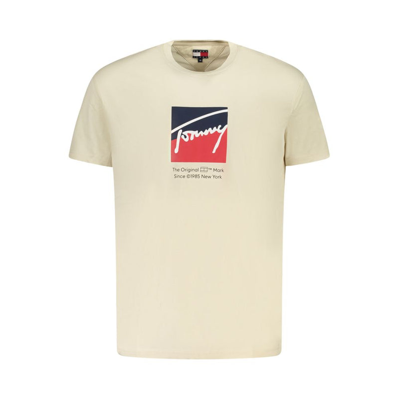 Beige Cotton Men T-Shirt