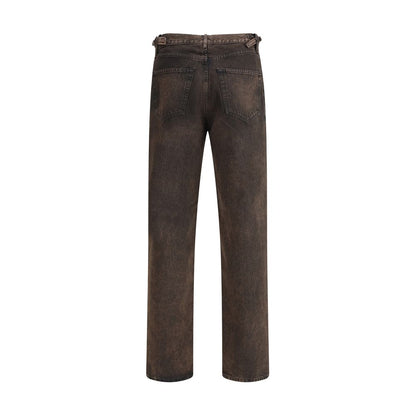 Brown Cotton Relaxed Fit Jeans