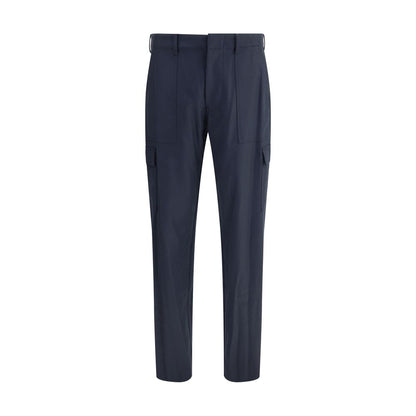 Blue Wool Cargo Pants