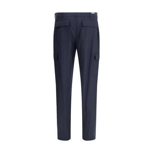 Blue Wool Cargo Pants
