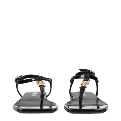 Black Leather Flip-Flop Sandals