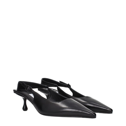 Black Leather Flat Sandals