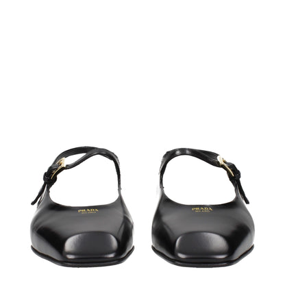 Black Leather Flat Sandals