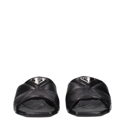 Black Leather Flat Sandals