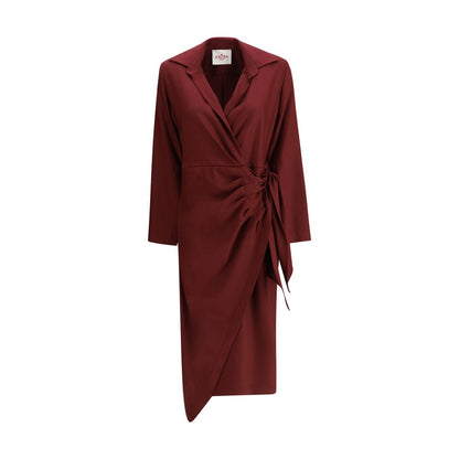 Bordeaux Silk Casual Dress