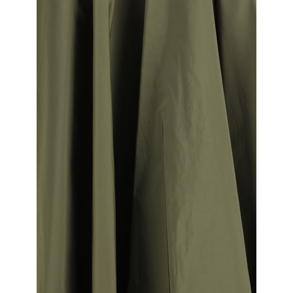 Green Polyester Midi Skirt