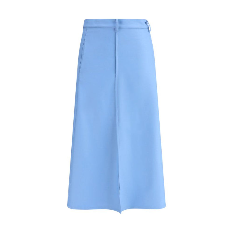 Light Blue Wool Midi Skirt