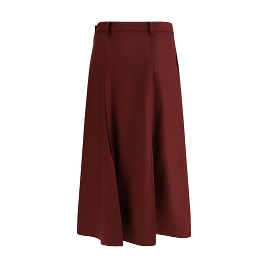 Bordeaux Wool Midi Skirt
