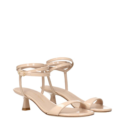 Beige Leather Stiletto Heel Sandals