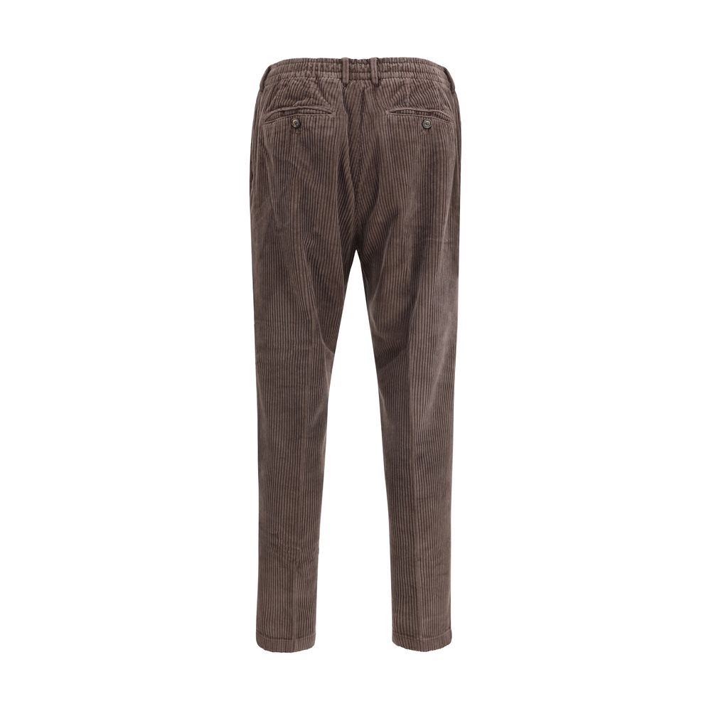 Brown Cotton Casual Pants
