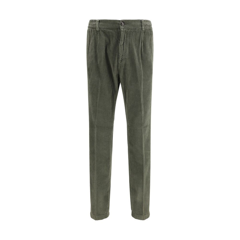 Green Cotton Casual Pants