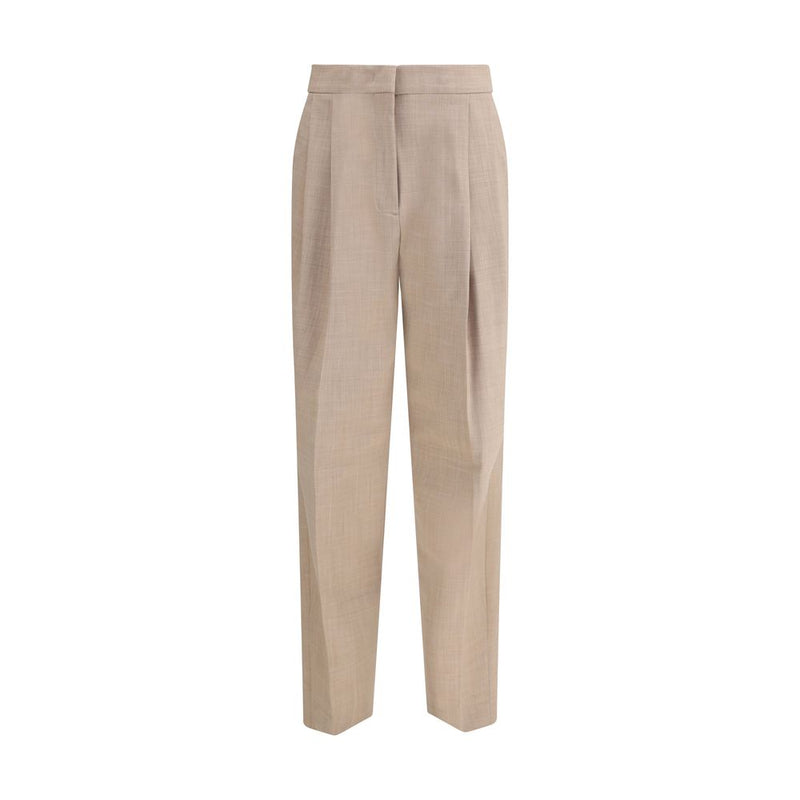 Beige Fleece Wool Dress Pants