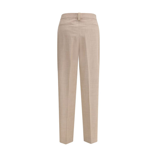Beige Fleece Wool Dress Pants