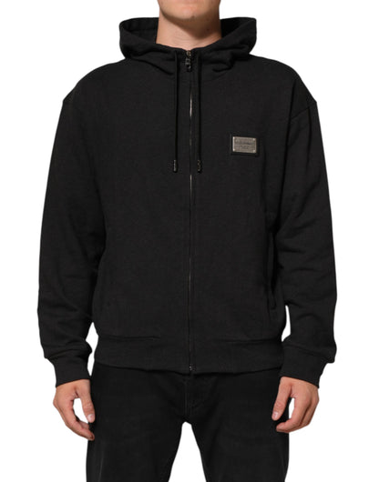 Black Logo FullZip Hooded Sweatshirt Sweater