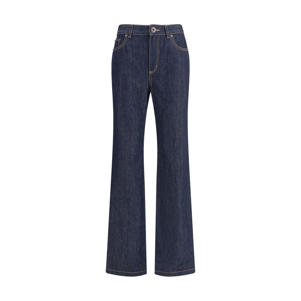 Denim Jeans feature a straight leg