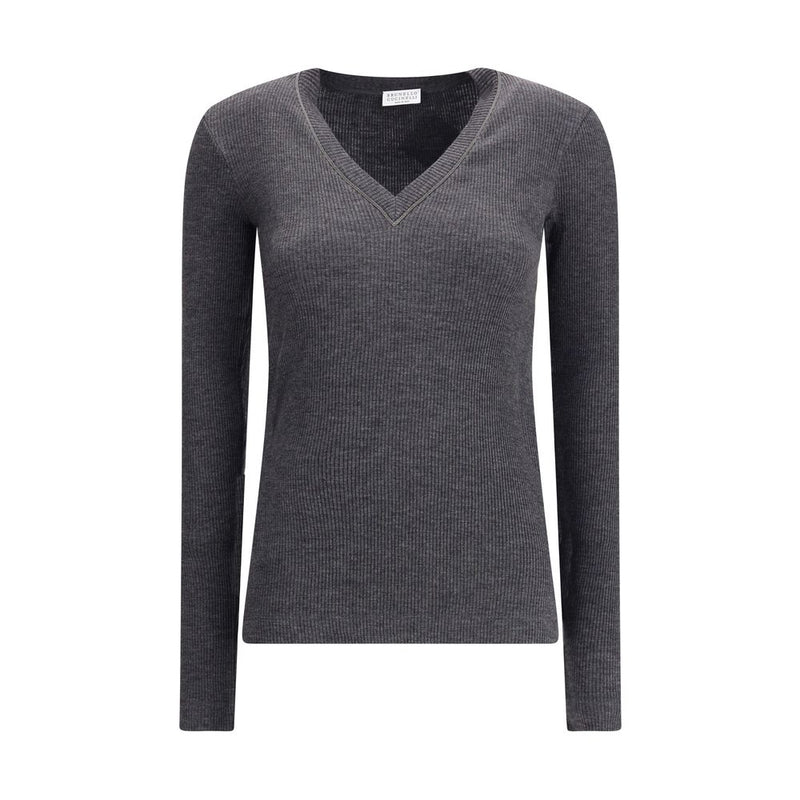 Gray Wool Long Sleeve T-Shirt