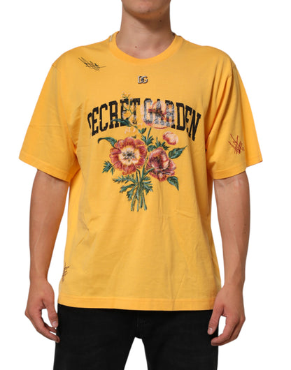 Yellow Secret Graden Floral Cotton CrewNeck T-shirt