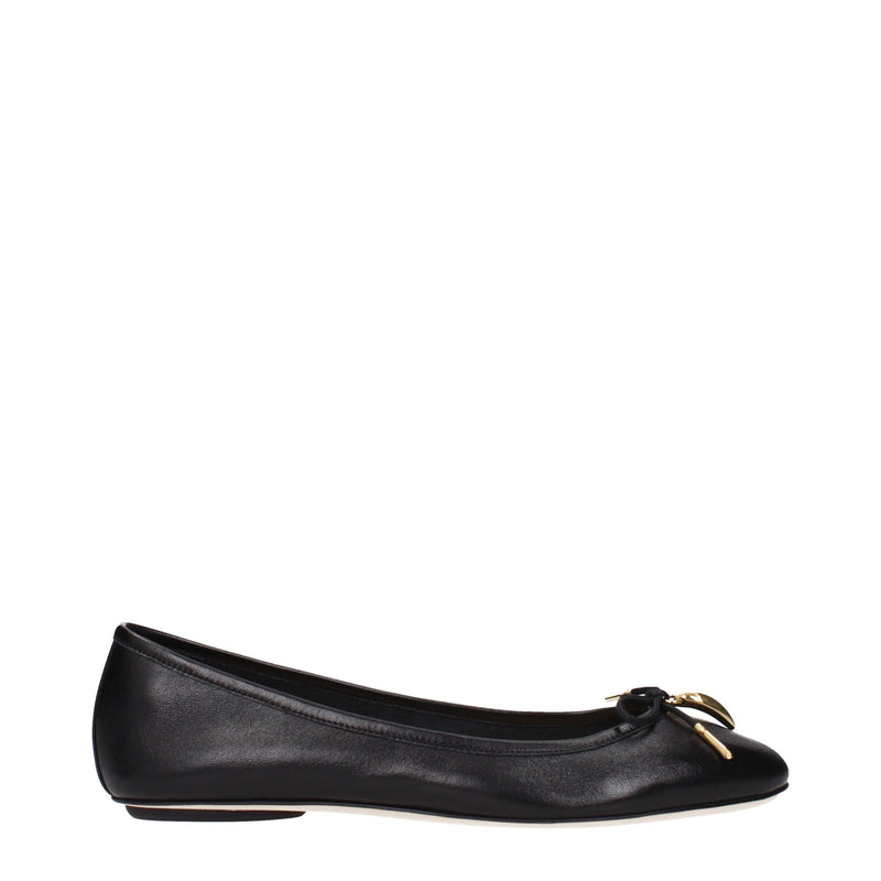 Black Leather Ballet Flats