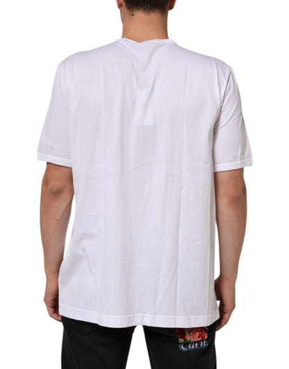 White Cotton V-Neck Short Sleeves T-shirt
