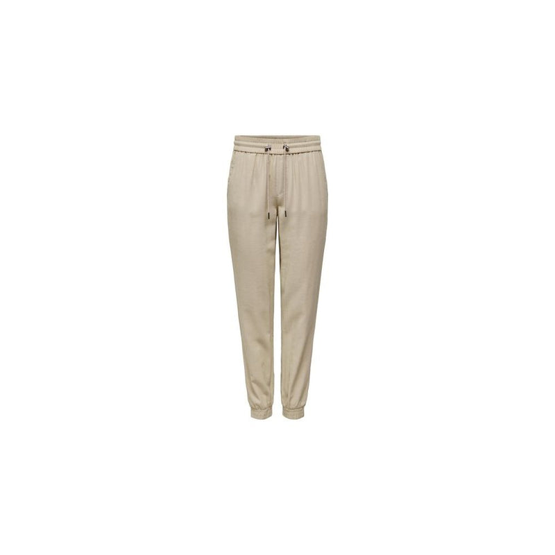Beige Viscose Casual Pants