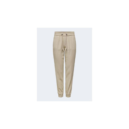 Beige Viscose Casual Pants