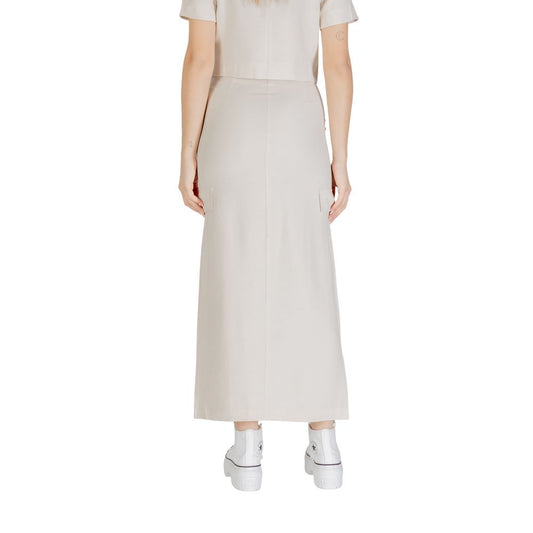 Beige Viscose Long Skirt