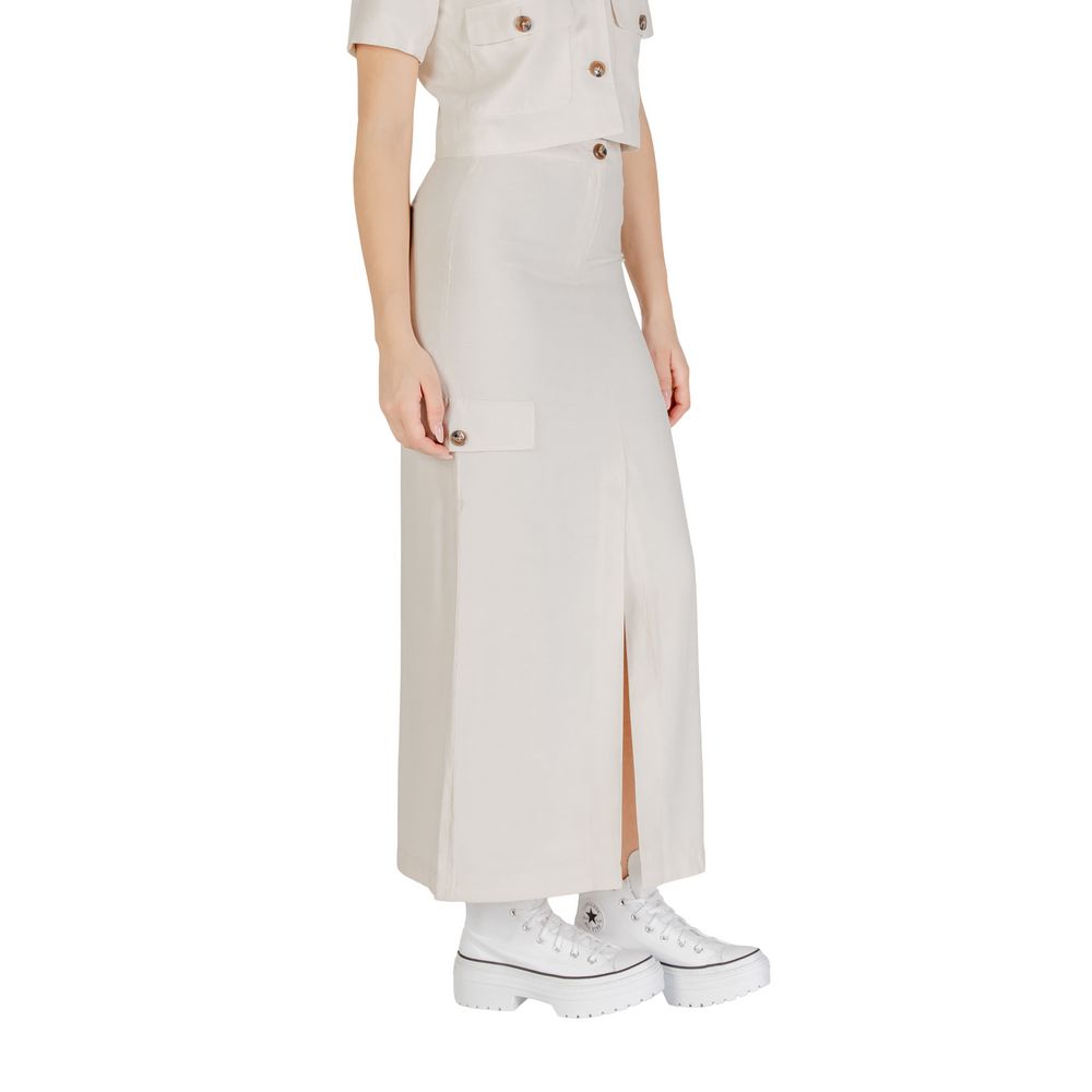 Beige Viscose Long Skirt